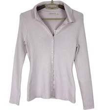 Abercrombie and Fitch NEW Slim Collared Cardigan Small Ribbed Y2K Blush Pink