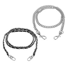 2 Pcs Purse Chain Strap, 47/24 Inch Silver Chain with Black Leather