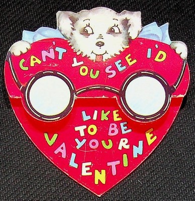 Vintage Mechanical Valentine's Day Card Puppy Dog Movable Eyes