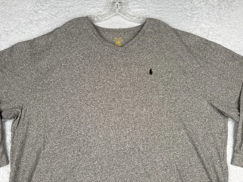 Camisa Polo Ralph Lauren Adulto 3XL XXXL Gris Grande Manga Larga Cuello en V Algodón LEER Foto 4 de 4