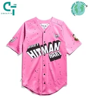 Bret Hart Hitman WWE Pink Baseball Jersey