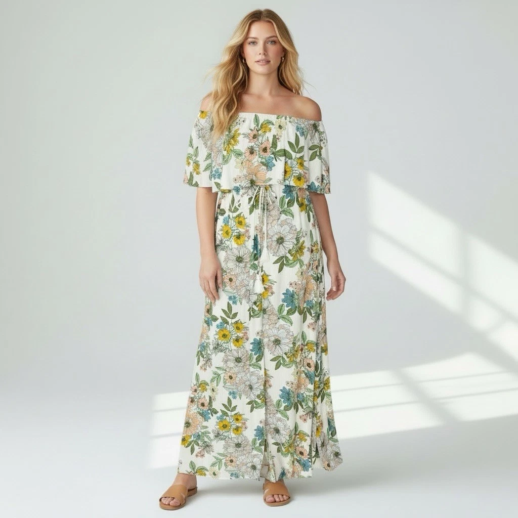 chinese dress ladies Katherine Maxi Dress  Cream & Rust Floral