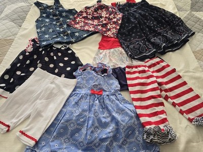 8 Pc Lot Girls Sz 18 Months 2T Red White Blue 4th Of July Blueberi Boulevard Euc