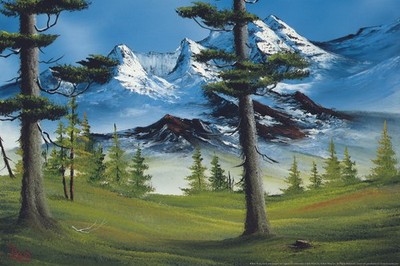 Bob Ross Mountain Glory Art Print Painting Laminated Dry Erase Sign Poster 12x18