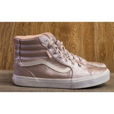Vans Filmore Hi Sneakers Shoes Youth Size 6 Pink Sparkle Glitter Back Zip