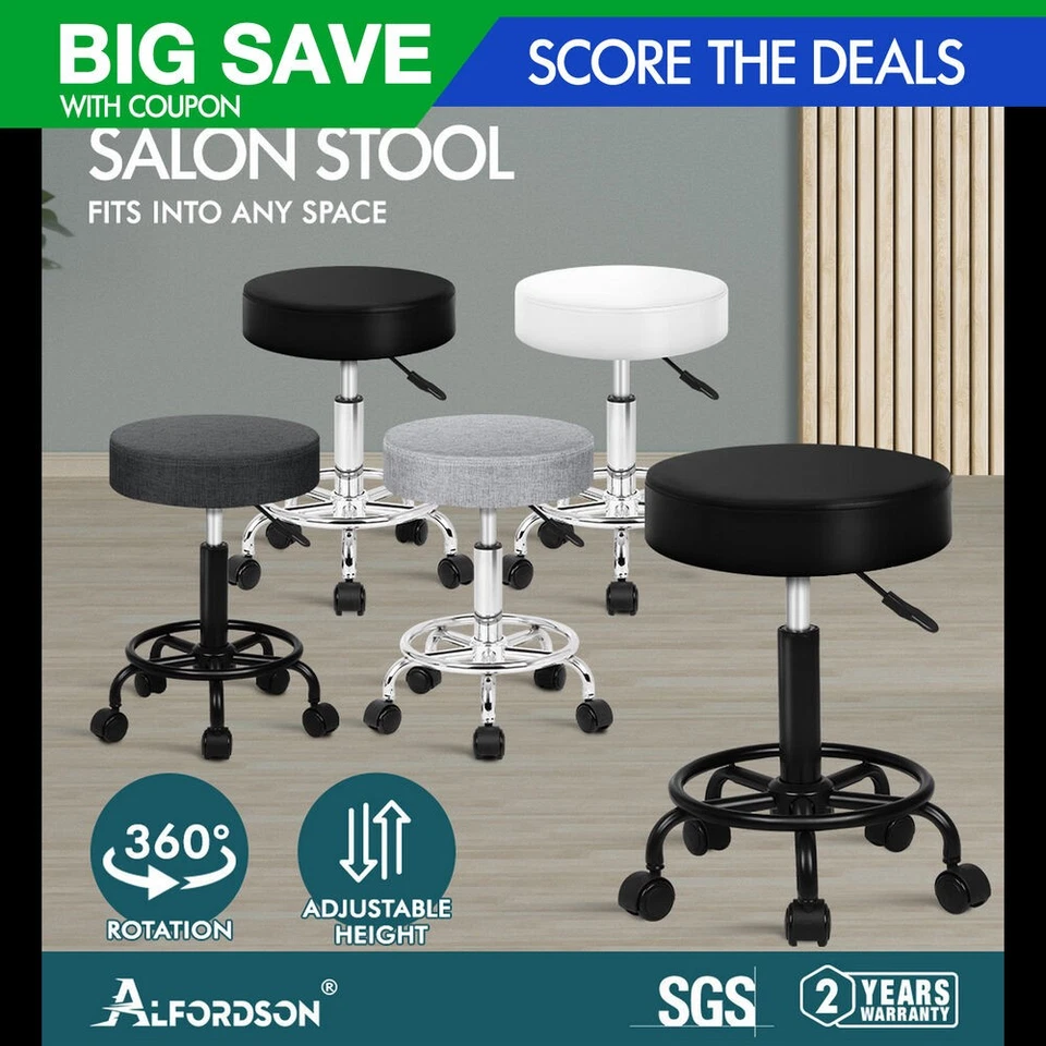 ALFORDSON Salon Stool Round Swivel Barber Hair Dress Chair Gas Lift KORI