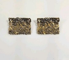 1950s Musi Shoe Clip Buckles Gold Tone Floral Craft Jewelry Signed