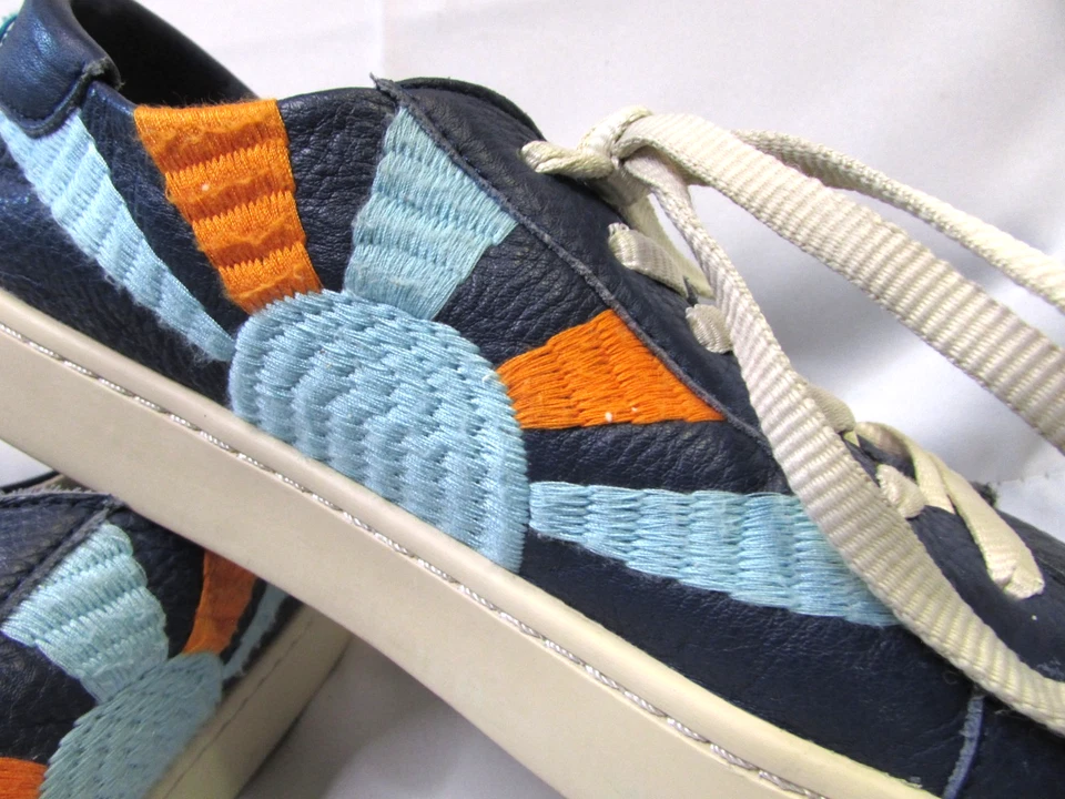 Soludos Womens Shoes Blue Leather Rainbow Wave  Chill Out Sneakers 8.5 - Image 3 of 4