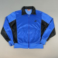Vintage Nike Track Jacket Mens Medium Blue Full Zip Long Sleeve Gray Tag 80s 90s