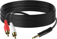 3.5mm Stereo Male to 2RCA Male (Right and Left) RCA Audio Cable (15 Feet)