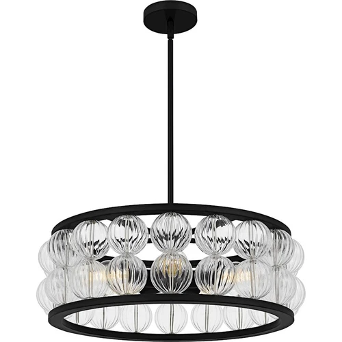 Quoizel Terrarock 5Light Pendant, Matte Black/Clear Ribbed Glass - TRK2823MBK - Picture 1 of 1