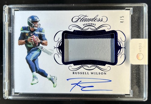 2020 Panini Flawless Russell Wilson 2019 Football Patch Auto Sapphire #/5