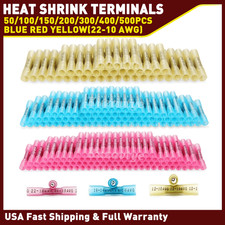 50/100/200/300 Heat Shrink Butt Splice Wire Connector Insulated Crimp Terminals