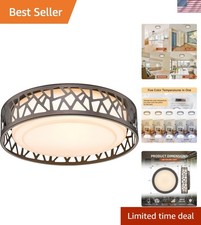 Energy-Efficient 12" LED Flush Mount Light - Dimmable  Oil Rubbed Bronze