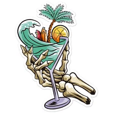 Tropical Cocktail Skeleton - Vinyl Decal Sticker - Car Window Laptop - ebn7983