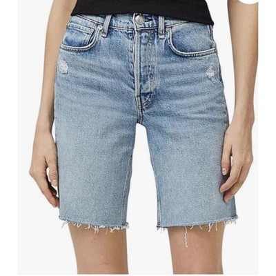 Rag & Bone Bermuda Shorts Distressed Raw Hem Denim Relaxed  Womens Size 23 (E)