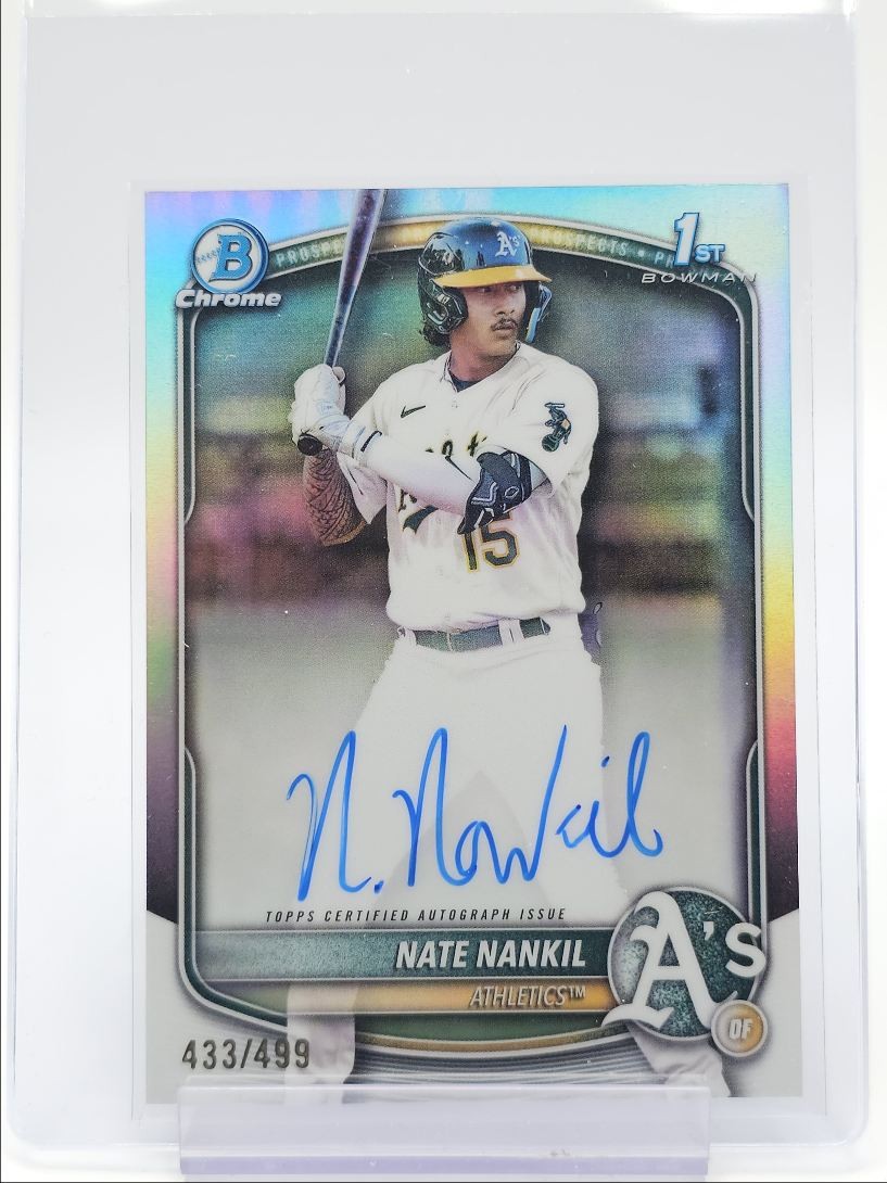 NATE NANKIL 2025 BOWMAN CHROME 1ST AUTOGRAPH REFRACTOR AUTO /499 Q2754