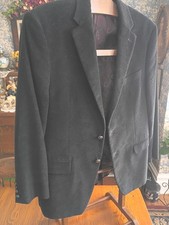 Lauren Ralph Lauren Mens Black Corduroy Blazer Sport Coat Paisley Lined 42R
