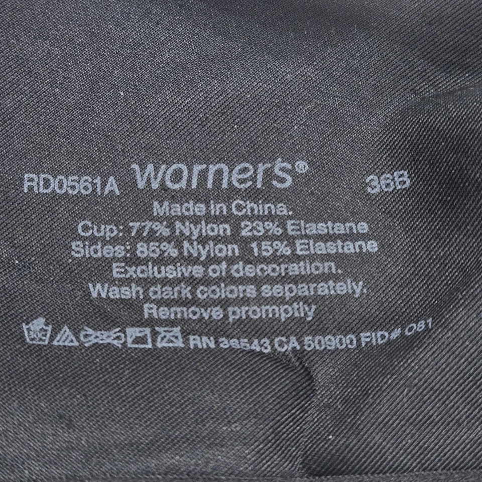 Warners Women Bra 36B Black Floral T Shirt Underwired Lace Strap - Image 3 of 4