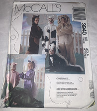 Costume Sewing Pattern Sz Med 8-10 Lion Cow Unicorn Raccoon Skunk McCalls 3940