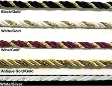 1/4" Twist Cord Rope with Metallic Trimming - 18 Continuous Yards!