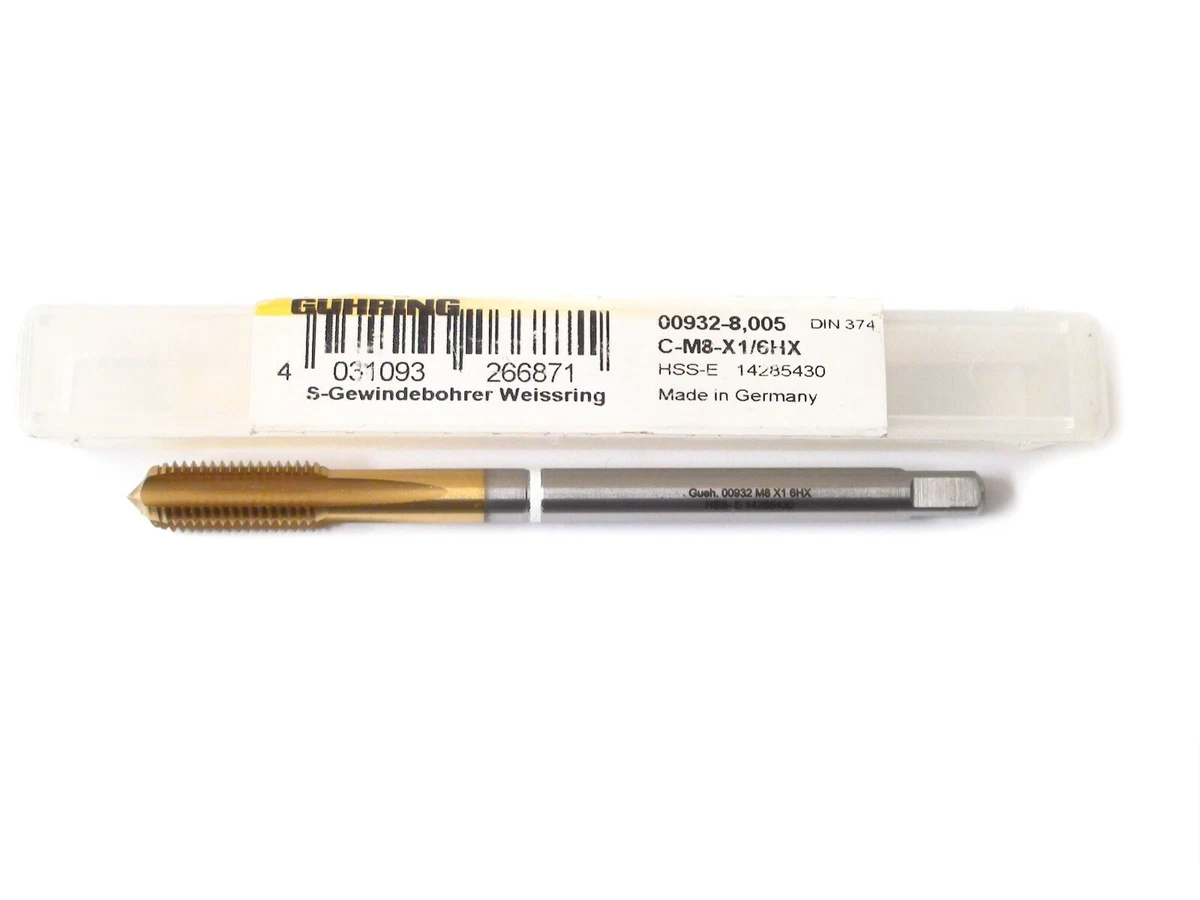 G hring Machine Reamer Screw Tap M 8x1 HSSE TIN 6HX din 374