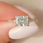 Engagement East-West Ring 3Ct Real Moissanite Radiant Cut  14K White Gold Plated