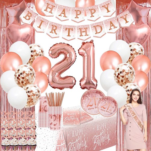 21. Geburtstag Deko für Frauen Rosegold Geburtstag Party Deko 166 Teile - Bild 1 von 6