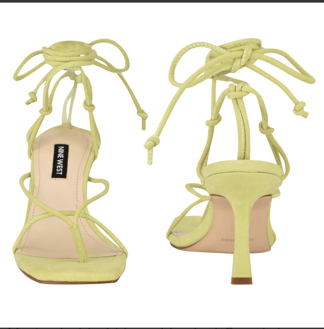 Nine West Yarin Lime Green Suede Square Toe Ankle Wrap Heeled Sandals Size  9.5 | eBay