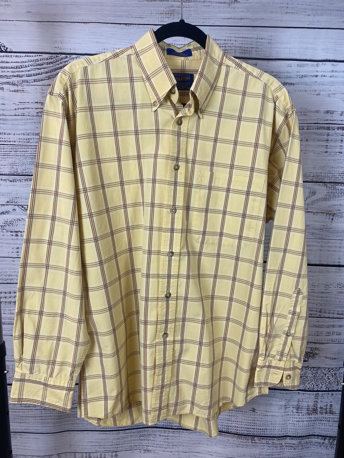 Pendleton Yellow Striped Cotton Button Front Shir… - image 1