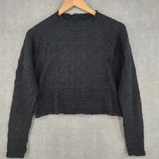 Future Collective Top Womens Medium Black Stretch Cropped Textured Pullover