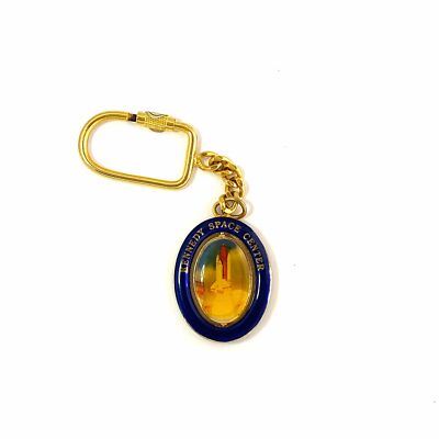 Kennedy Space Center Goldtone Spinner Keychain Vintage Travel Souvenir