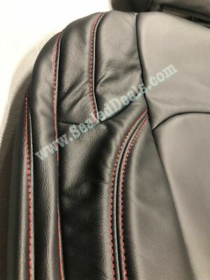 Black w/ Red Stitch Leather Seat Covers for 2020-2023 Jeep Gladiator Rubicon