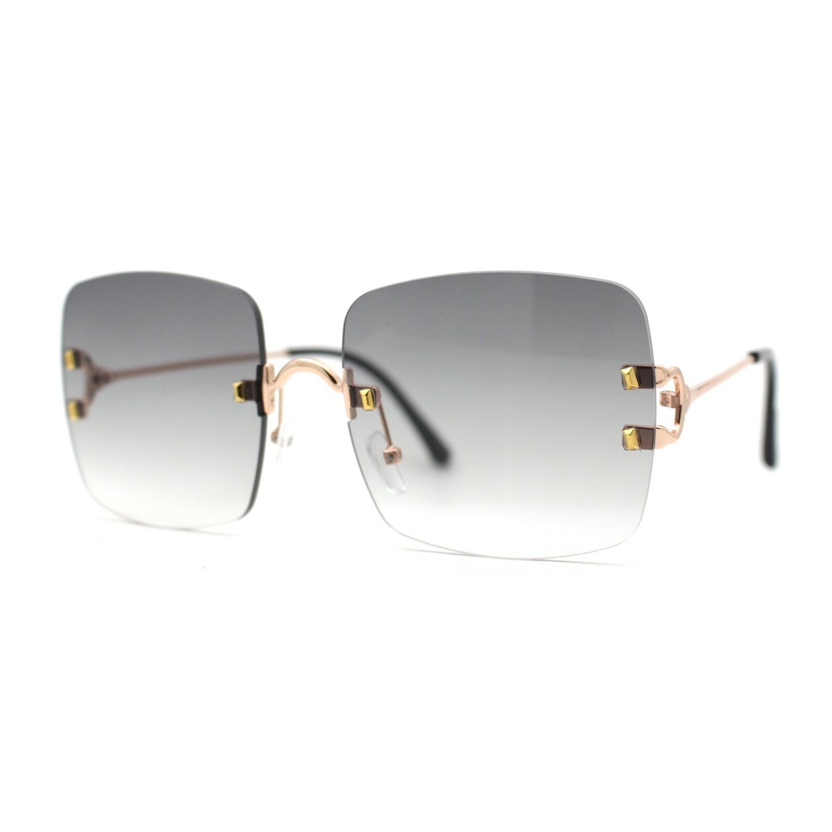Rectangle Sunglasses for Women,Trendy Rimless 90s UV400 Womens Womens Luxury Fashion Rimless Rectangle Designer Style 90s  main image 2