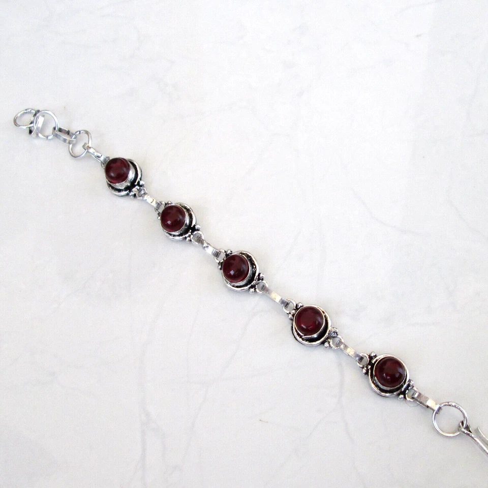 Natural Ruby jewellery handmade silver Plated adjustable bracelet jewelry gift - Image 2 of 4