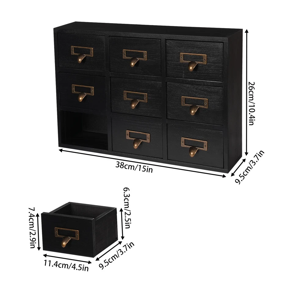 Apothecary Chest & Cabinet, Wooden Medicine Drawer Organizer Box With 9 Drawer - Image 2 of 4