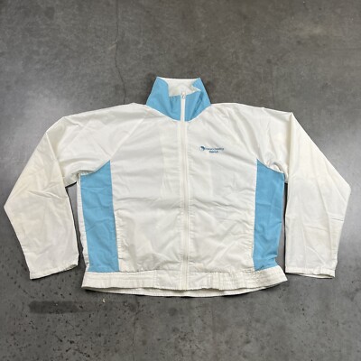 T&C Jacket Womens Medium White Flaws Full Zip Windbreaker Vintage 90s Surf Preow