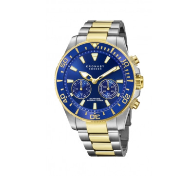 Kronaby Men's Smart Two Tone Stainless Steel Bracelet S3779-1 Analog Blue Watch