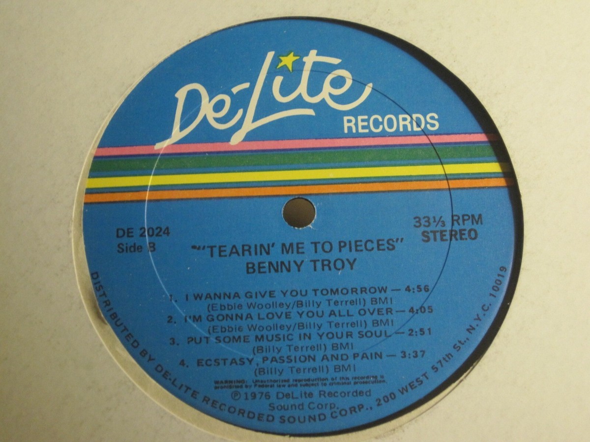 BENNY TROY TEARIN' ME TO PIECES LP ORIG '76 DE-LITE DE-2024 DISCO