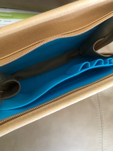 Monacca Tasche Postbote Handtasche - Holz Zeder Aktentasche Japan Kaku blau beige Riemen - Bild 3 von 8