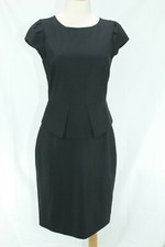 J CREW PETITE PEPLUM DRESS IN STRETCH WOOL SIZE 10 BLACK NWT