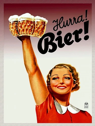 Vintage Hurra Beer Reproduction Metal Sign FREE SHIPPING Bar Decor