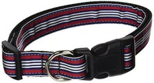 Mirage Pet Products Preppy Stripes Nylon Ribbon Collars, Large, Red/white