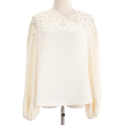 Jonathan Simkhai NWT Lochlyn Embroidered Top Size Small in Solid Ivory