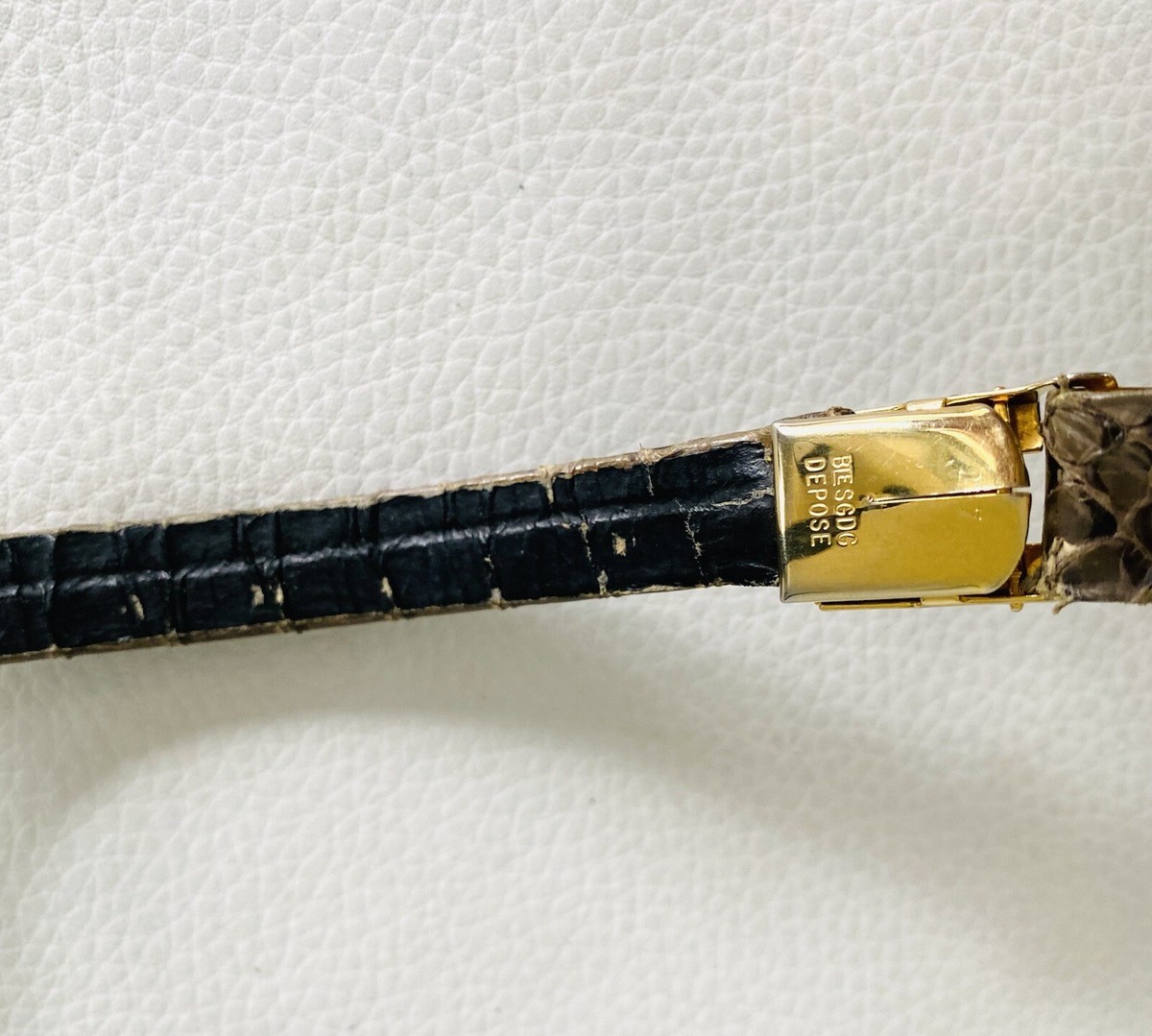 Ceinture En Cuir Crocodile Véritable Vintage Années 80 - Taille 70cm Marron - Occasion TB