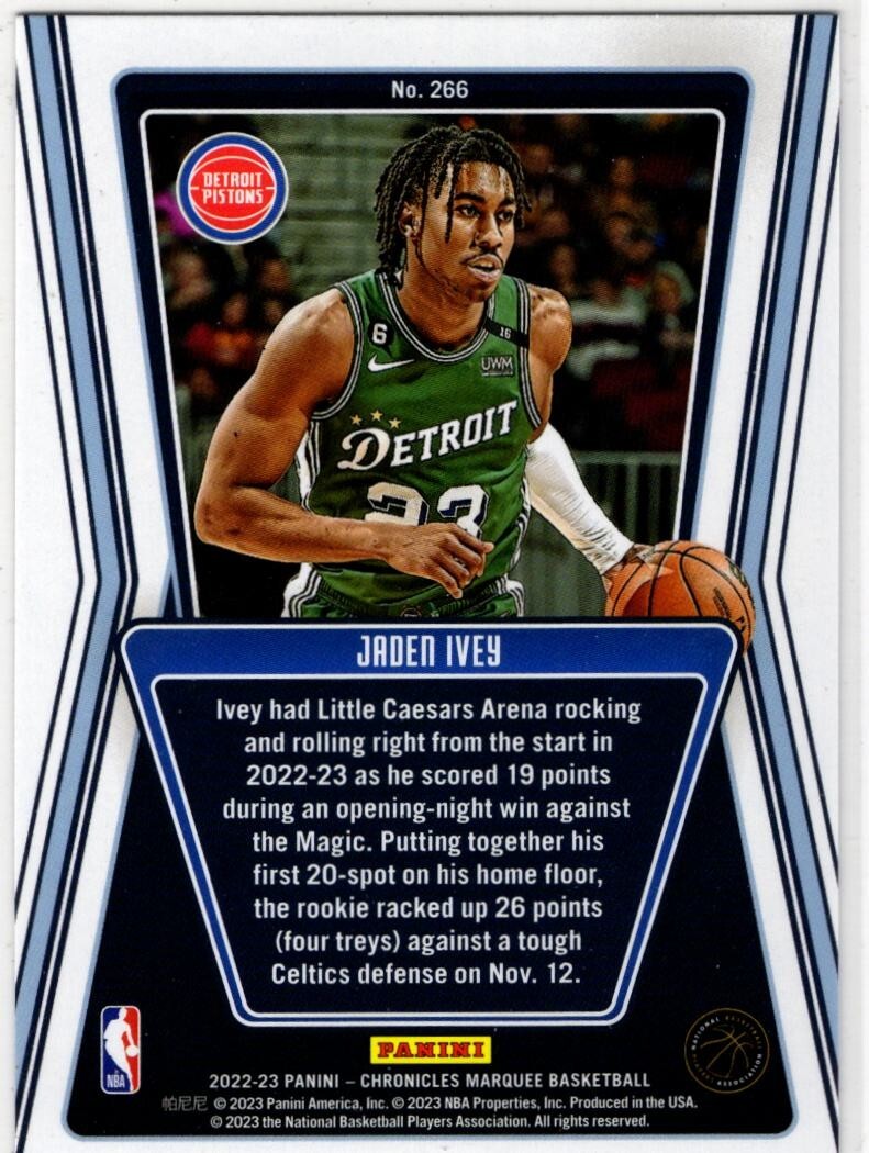 2022-23 Panini Chronicles Marquee Basketball Jaden Ivey No