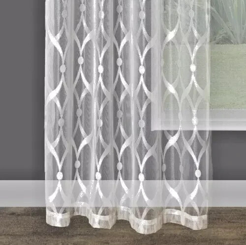 Sheer Lace Window Curtain Panel Embroidered Lace Curtain Grommet Panel CHIC - Picture 2 of 9
