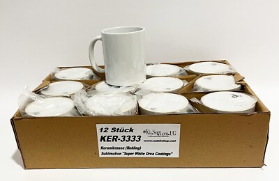 12 Stk. Sublimationstasse für den Sublimationsdruck / Orca Coating ''SUPER WHITE''