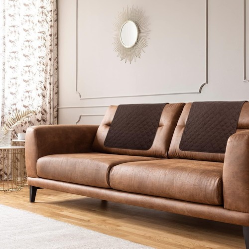 Funda Protectora para Reposacabezas Sofa Lino Resistente al Agua Marrón 3 Pcs - 第 8/8 張圖片