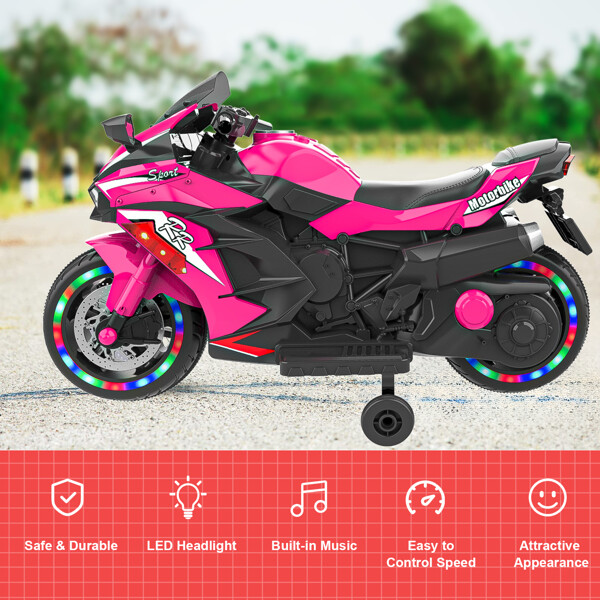 12V Kids Electric Dirt Bike with Training Wheels and Light Music